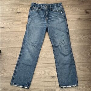 Good American Women's “Good Curve Straight Leg” Blue Jeans